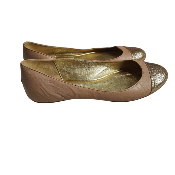 Jimmy Choo Sz 40 (US 10) Pink Gold Metallic Sparkle Cap Toe Ballet Flat Leather - Picture 10 of 10
